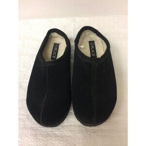Children Place for kids black  faux Fur Lined  suede  sip on Slippers size 1